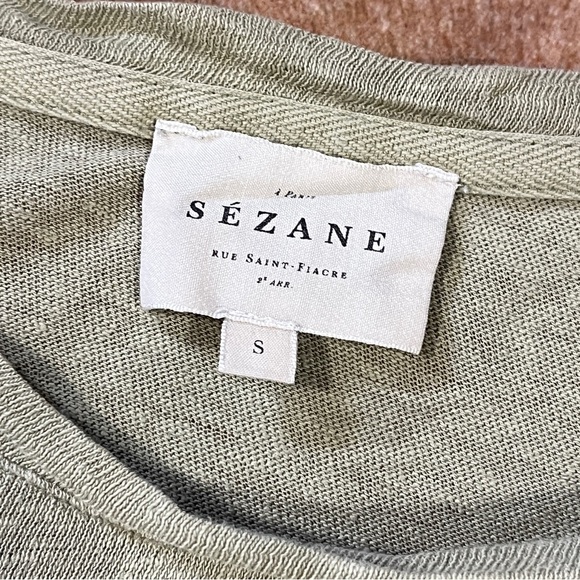 Sezane Green Linen Tee - Picture 7 of 8